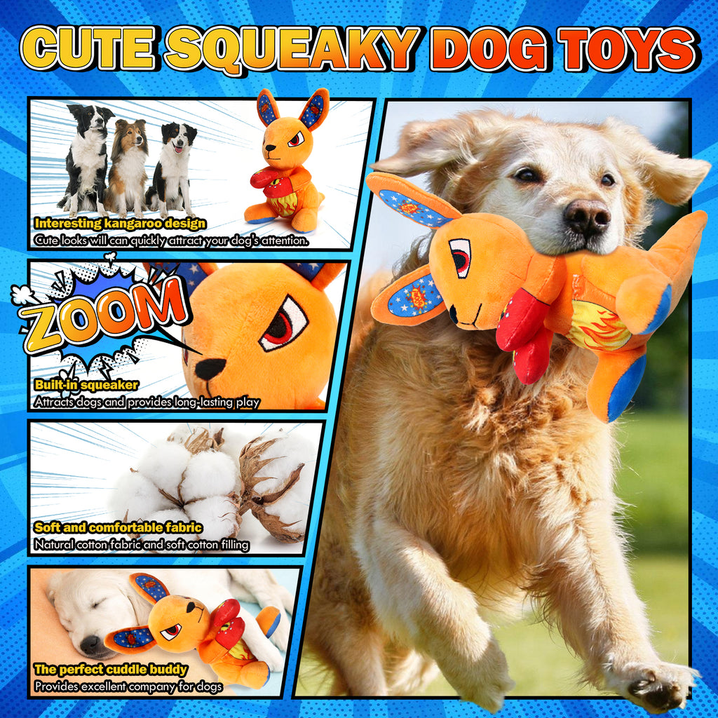 Boxing Kangaroo Dog Toy with Punching Mitts - Plush Squeaky Interactive Toy for Medium Large Dogs, Funny Boxing Partner for Play & Tug of War