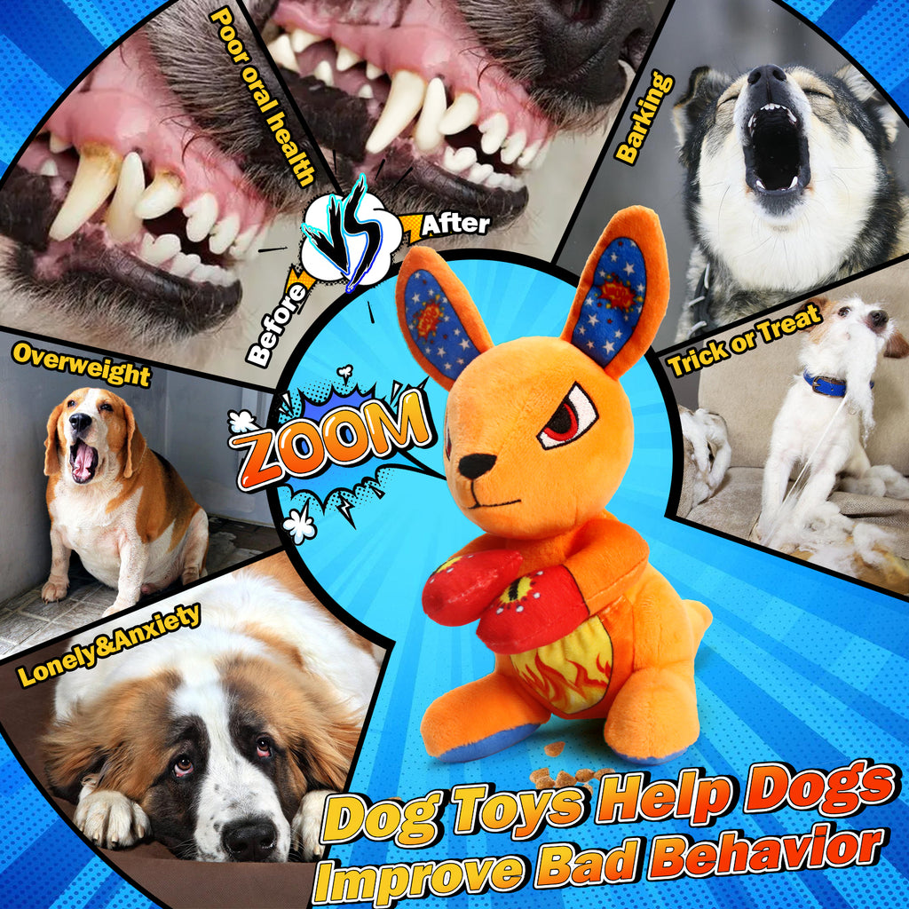 Boxing Kangaroo Dog Toy with Punching Mitts - Plush Squeaky Interactive Toy for Medium Large Dogs, Funny Boxing Partner for Play & Tug of War