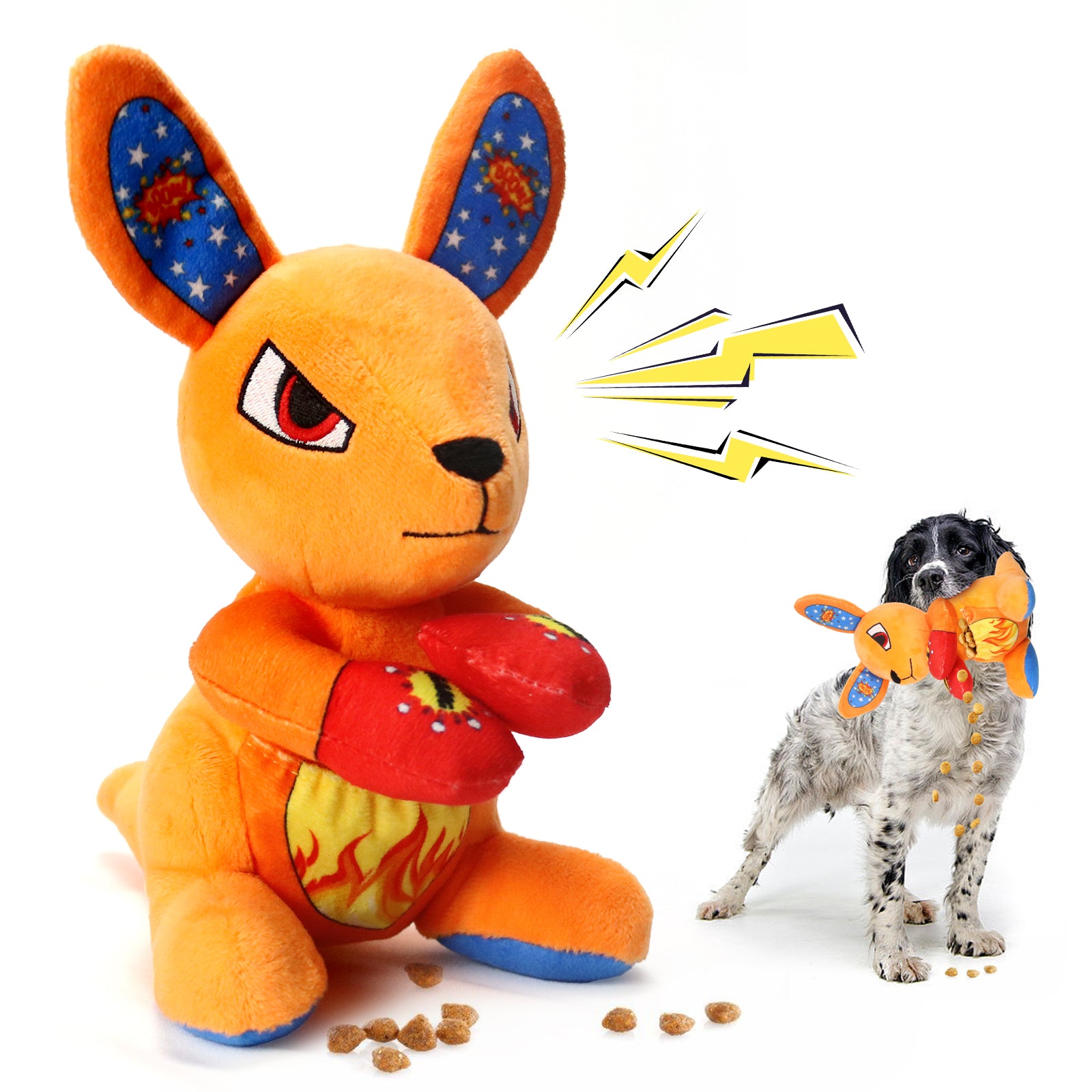 Boxing Kangaroo Dog Toy with Punching Mitts - Plush Squeaky Interactive Toy for Medium Large Dogs, Funny Boxing Partner for Play & Tug of War