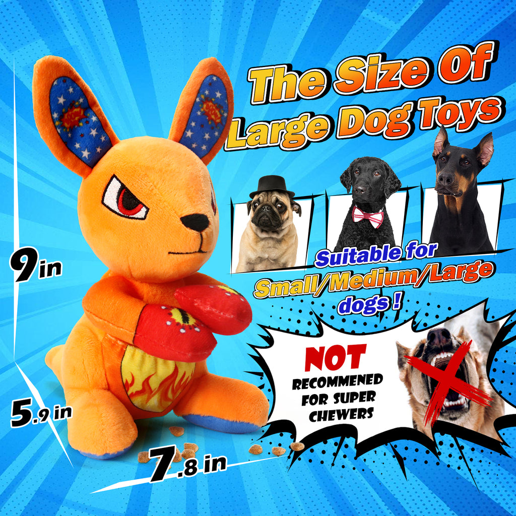 Boxing Kangaroo Dog Toy with Punching Mitts - Plush Squeaky Interactive Toy for Medium Large Dogs, Funny Boxing Partner for Play & Tug of War